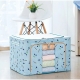 Cutie de Depozitare Pliabila, 24 L, Panza Oxford, 40x30x20 cm, Fereastra Frontala, 2 Usi de Acces cu Fermoar Bidirectional, Cadru Metalic, Suport Baza Stabil din Plastic, Imprimeu cirese, Albastru