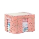 Cutie de Depozitare Pliabila, 66 L, din Tesatura Oxford, 50x40x33 cm, 2 Ferestre, Frontala si Laterala, 2 Usi de Acces cu Fermoar Bidirectional, Cadru Metalic, Suport Baza Stabil din Plastic,  Roz