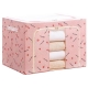 Cutie de Depozitare Pliabila, Cu Fermoar, 100 L, Textil, 60x42x40 cm, cu Fereastra, Cadru Metalic, Suport Baza Stabil din Plastic, Imprimeu Cirese, Roz