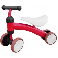 Bicicleta fara pedale Ride on, de echilibru, 4 roti silentioase, 1-3 ani, greutate maxima 25 kg, 50x18x35 cm, Rosu