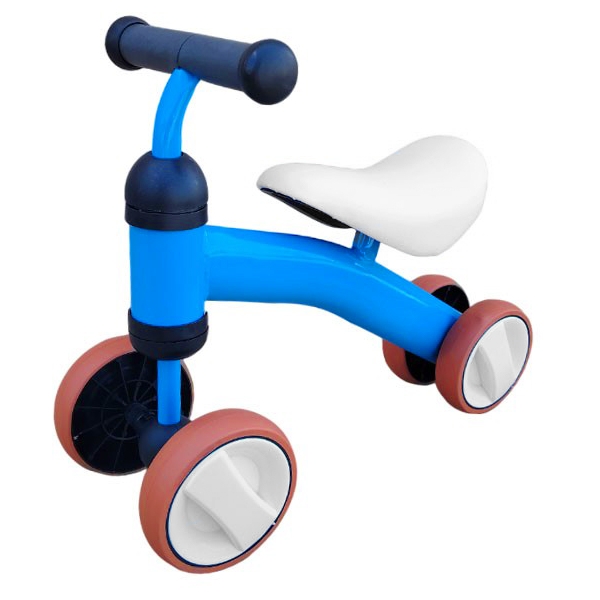 Bicicleta fara pedale Ride on, de echilibru, 4 roti, 1-3 ani, greutate maxima 25 kg, 50x18x35 cm, Albastru