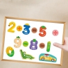 Joc educativ, Set 20 cifre magnetice, model fructe, din carton laminat, 6.5 x 2.5 cm, 3+ ani, Multicolor