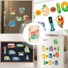 Joc educativ, Set 20 cifre magnetice, model fructe, din carton laminat, 6.5 x 2.5 cm, 3+ ani, Multicolor