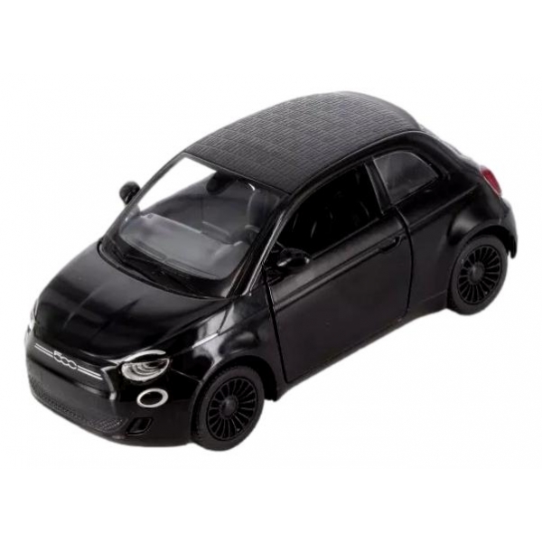 Macheta metalica Kinsmart, Scara 1:28, Fiat 500e, Negru