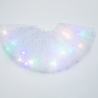 Fusta led pentru copii, tutu de balet pentru fetite cu luminite multicolore incorporate, model stelute, 30 cm lungime, alb