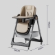 Scaun de masa pentru bebelusi si copii, 2 tavite, multifuncțional, inaltime ajustabila, spatar reglabil, 6+ luni, crem