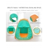 Cort de joaca popup, pliabil, cu ferestre din plasa, material nailon, 80 x 80 x 90 cm, Verde/Portocaliu