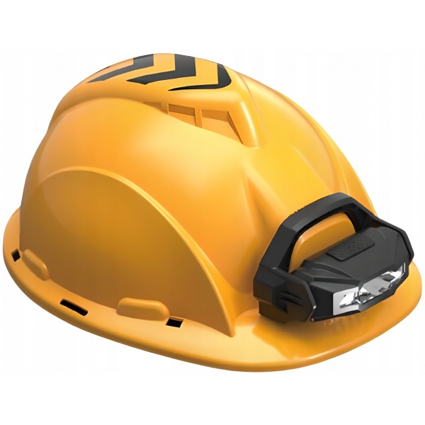 Casca de constructii pentru copii, cu lanterna, stickere, pentru jocurile de rol, Plastic durabil, 3 ani+, Galben