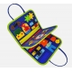Jucărie educativa Montessori, mapă senzorială textilă cu elemente interactive, 3 pagini,1-4 ani, 14 piese, Model dinozauri