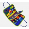 Jucărie educativa Montessori, mapă senzorială textilă cu elemente interactive, 3 pagini,1-4 ani, 14 piese, Model dinozauri