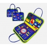 Jucărie educativa Montessori, mapă senzorială textilă cu elemente interactive, 3 pagini,1-4 ani, 14 piese, Model dinozauri