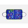 Jucărie educativa Montessori, mapă senzorială textilă cu elemente interactive, 3 pagini,1-4 ani, 14 piese, Model dinozauri