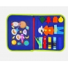 Jucărie educativa Montessori, mapă senzorială textilă cu elemente interactive, 3 pagini,1-4 ani, 14 piese, Model dinozauri