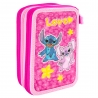 Penar textil 3 fermoare, 3 compartimente, Stitch & Angel, 21 x 14 x 6.5 cm