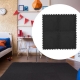 Set 10 piese covor tip puzzle, spuma eva, pufos, 30 x 30 x 1 cm, negru