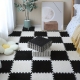 Set 10 piese covor tip puzzle, spuma eva, pufos, 30 x 30 x 1 cm, negru