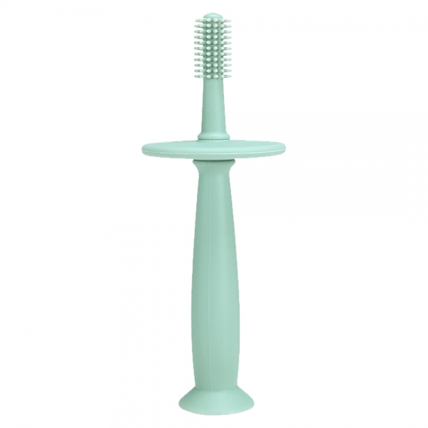 Periuta de dinti din silicon pentru bebelusi, fara BPA, 360 Grade, Verde