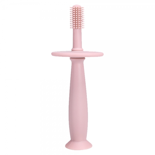 Periuta de dinti din silicon pentru bebelusi, fara BPA, 360 Grade, Roz